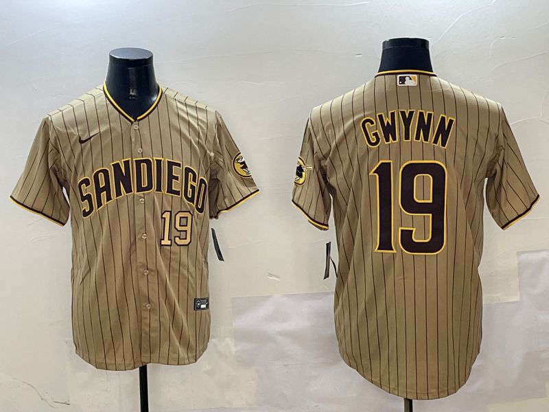 Men San Diego Padres #19 Gwynn Brown Stripe Game 2025 Nike MLB Jersey style 7->san diego padres->MLB Jersey